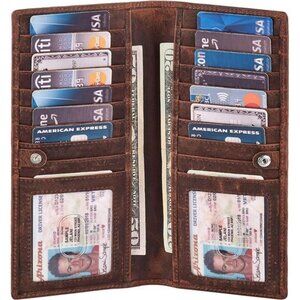Long Wallet for Men Women Real Leather Bifold RFID Stylish Slim Handmade